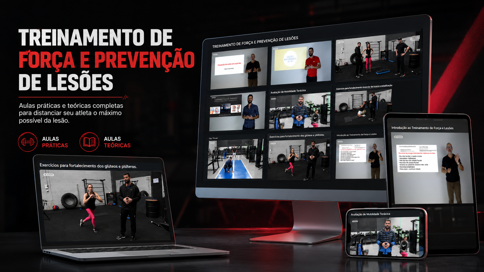 Mockup do curso Treinamento de Força e Prevenção de Lesões